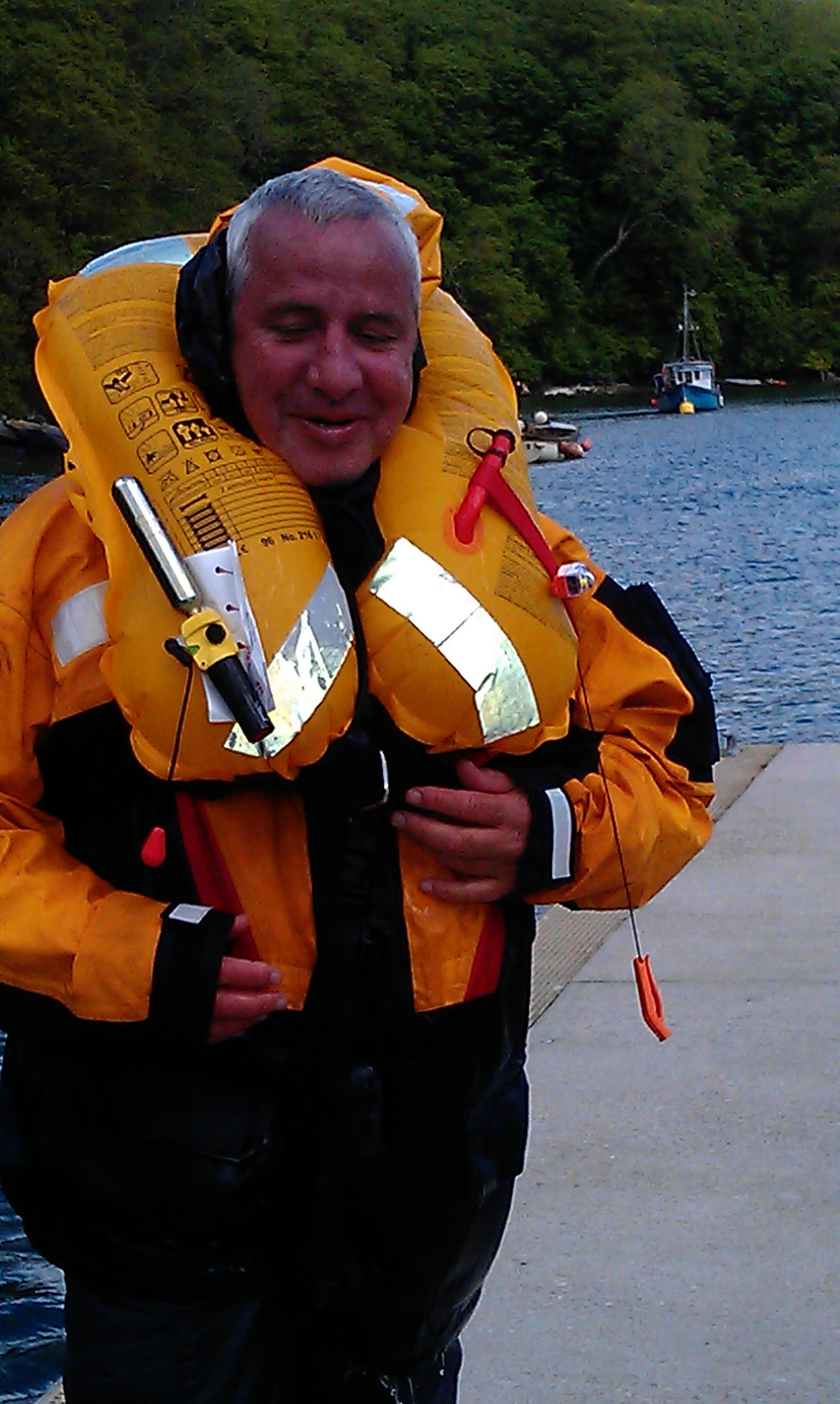Clumsy Graham struggling with the pontoon/dinghy transition