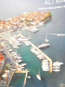 Aerial view of Korcula with the arrow showing where we are trapped