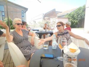 Alison and Paula enjoying a drink in the Marina bar