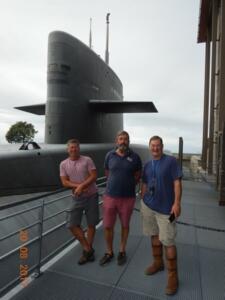 John, me and Richard at the French Nuclear Submarine 'Redoutable'. Coincidentally the name of the ship from whoich a sniper shot Lord Nelson