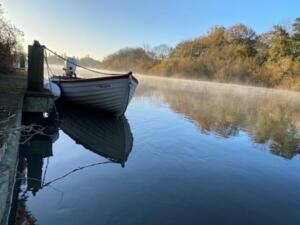 Peaceful mooring in the morning mist - the better pictures are not taken by me!